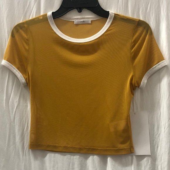 yellow J&G tee-shirt with white piping - Picture 1 of 2